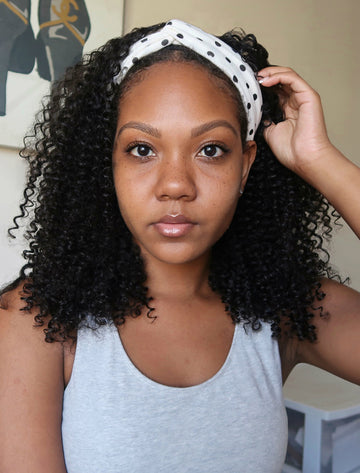 Headband Wig Kinky Curly Human Hair Wigs (WITH FREE TRENDY HEADBAND)